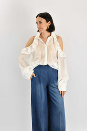 Camicia rouches cut out