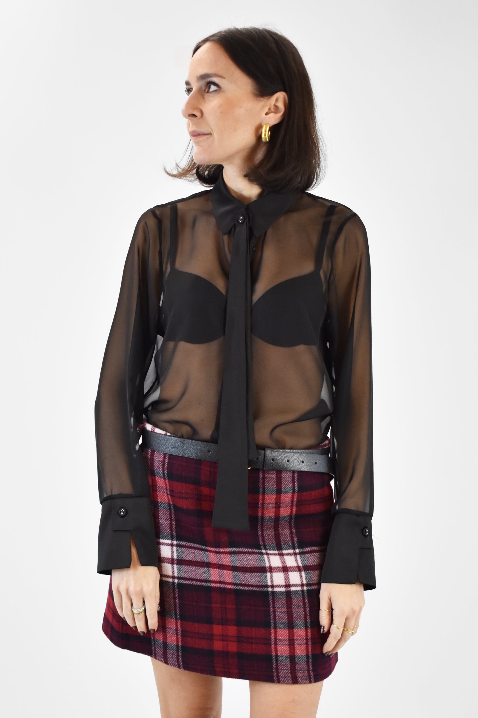 Camicia trasparente cravattina