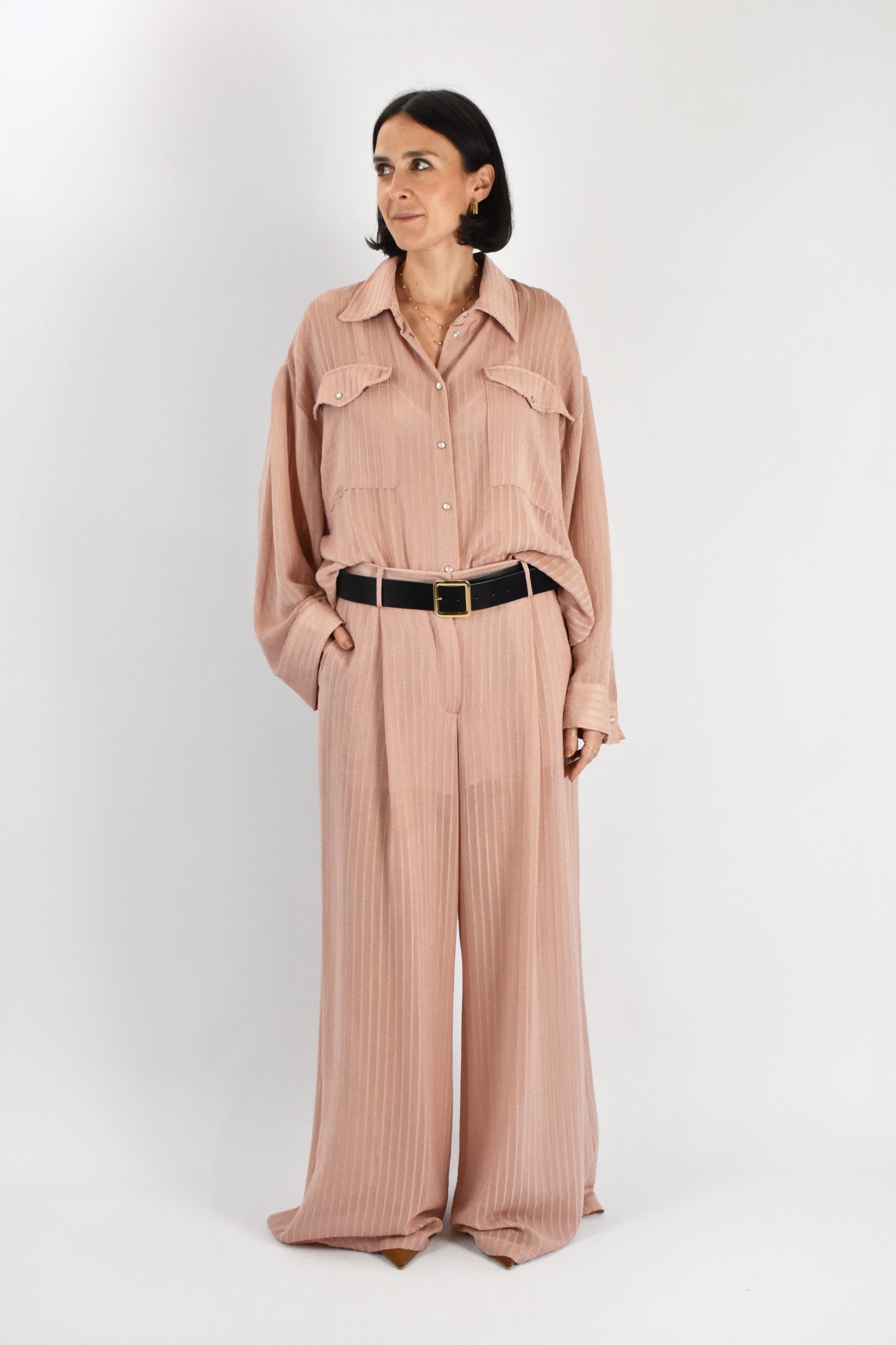 Camicia tessuto rigato tasche