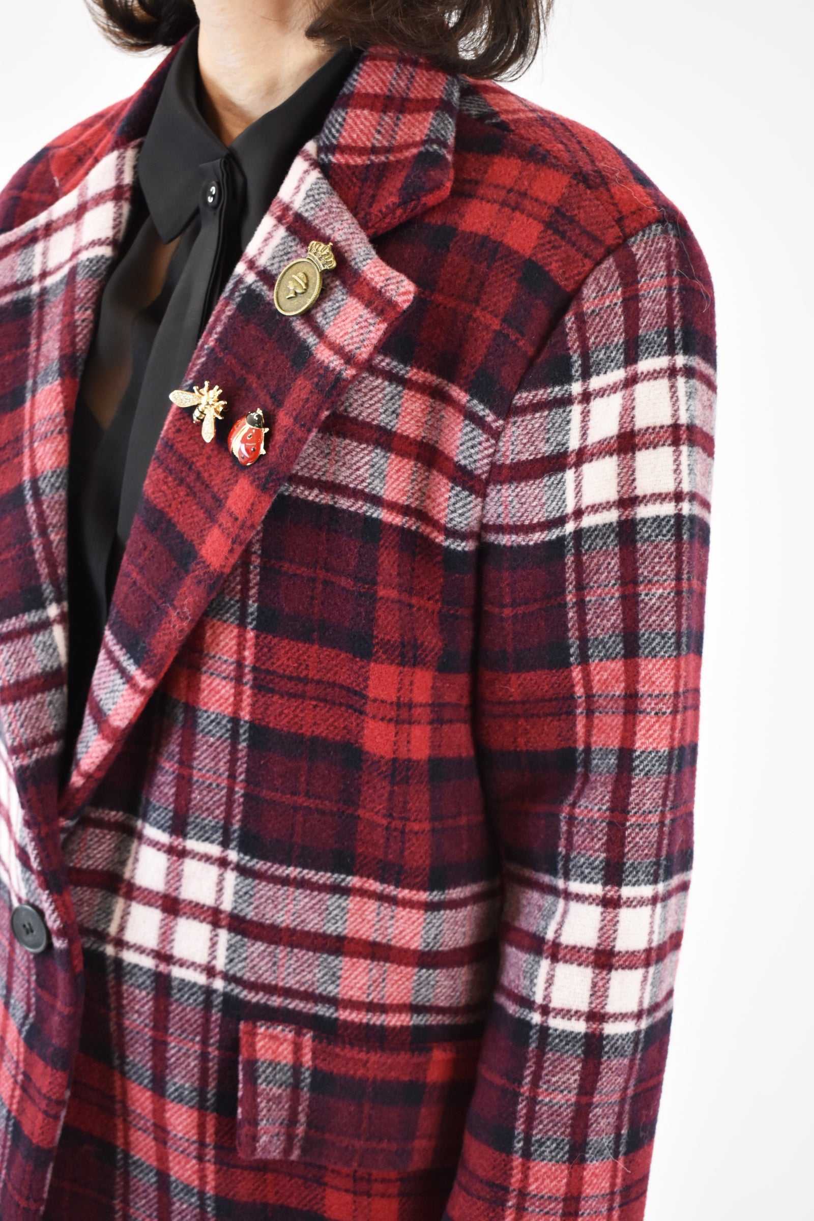 Giacca quadri con spille