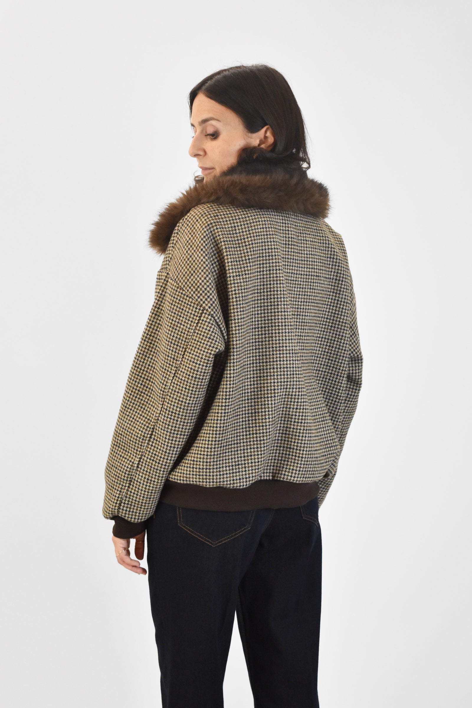 Bomber misto lana pied poule