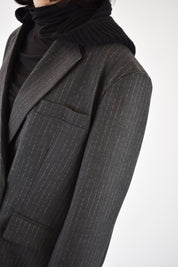 Giacca gessata con cappuccio