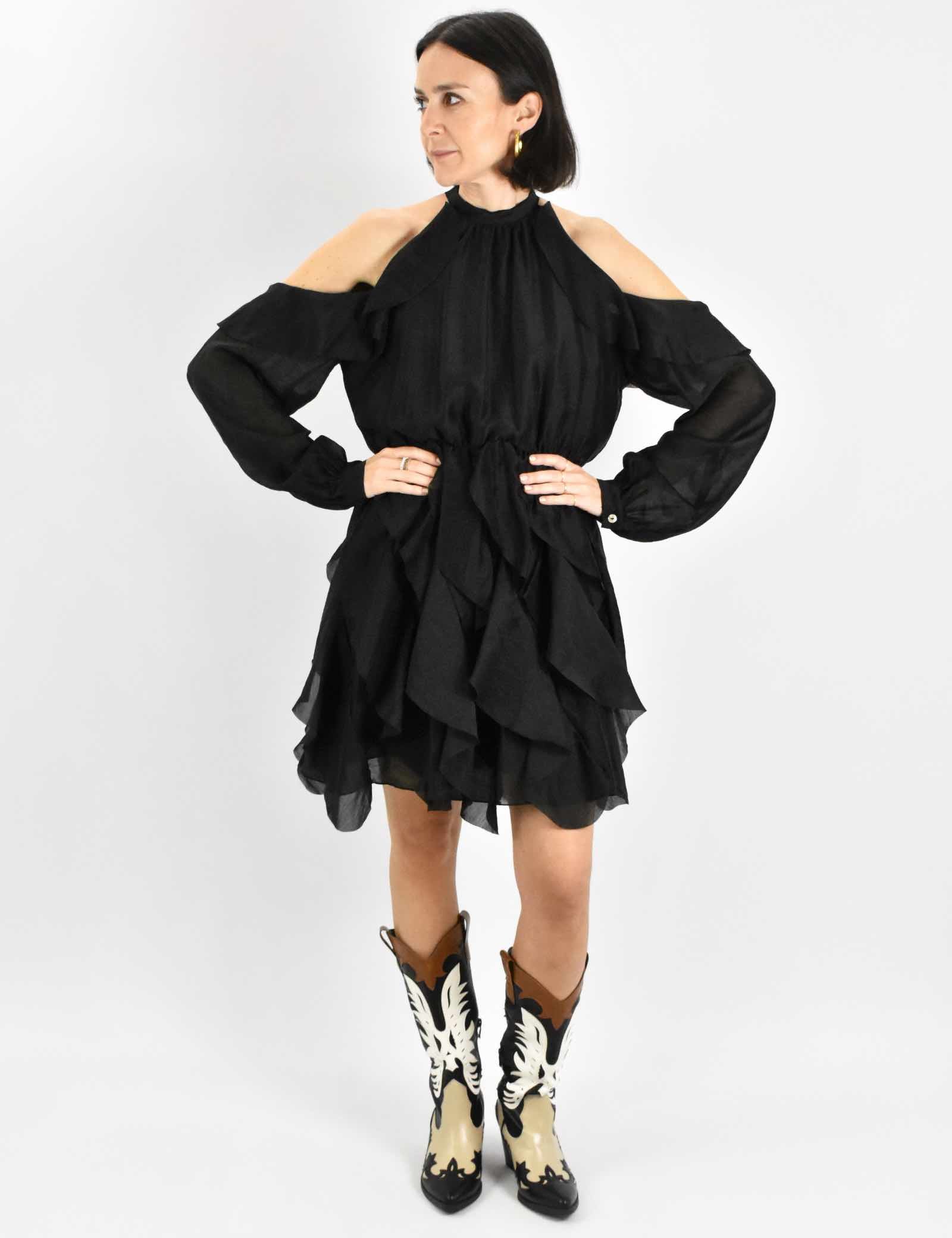 Abito rouches spalla cut-out