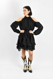 Abito rouches spalla cut-out