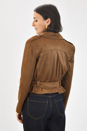 Chiodo suede con cintura