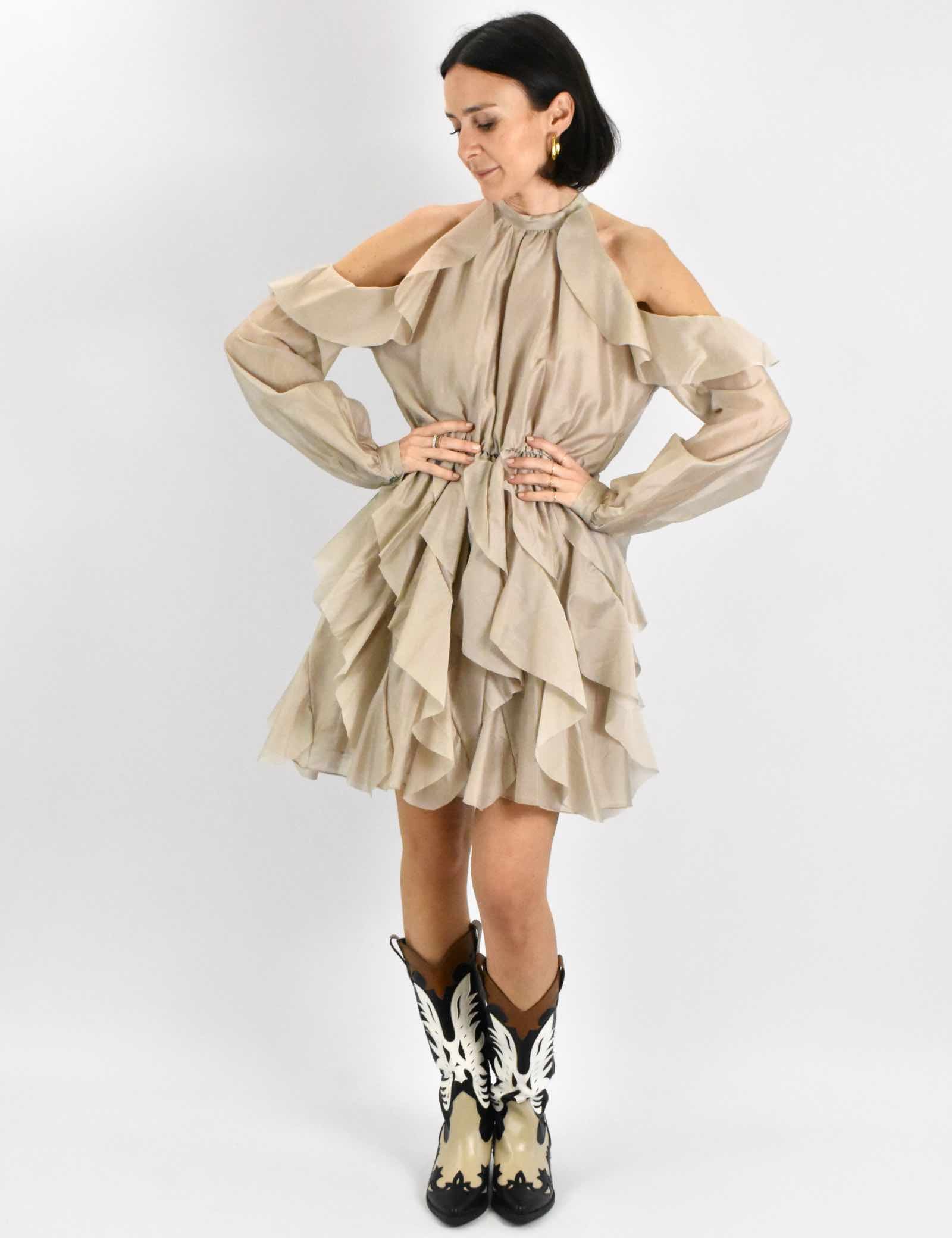Abito rouches spalla cut-out