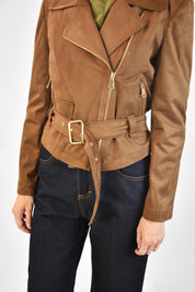 Chiodo suede con cintura