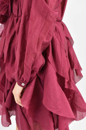 Abito rouches spalla cut-out