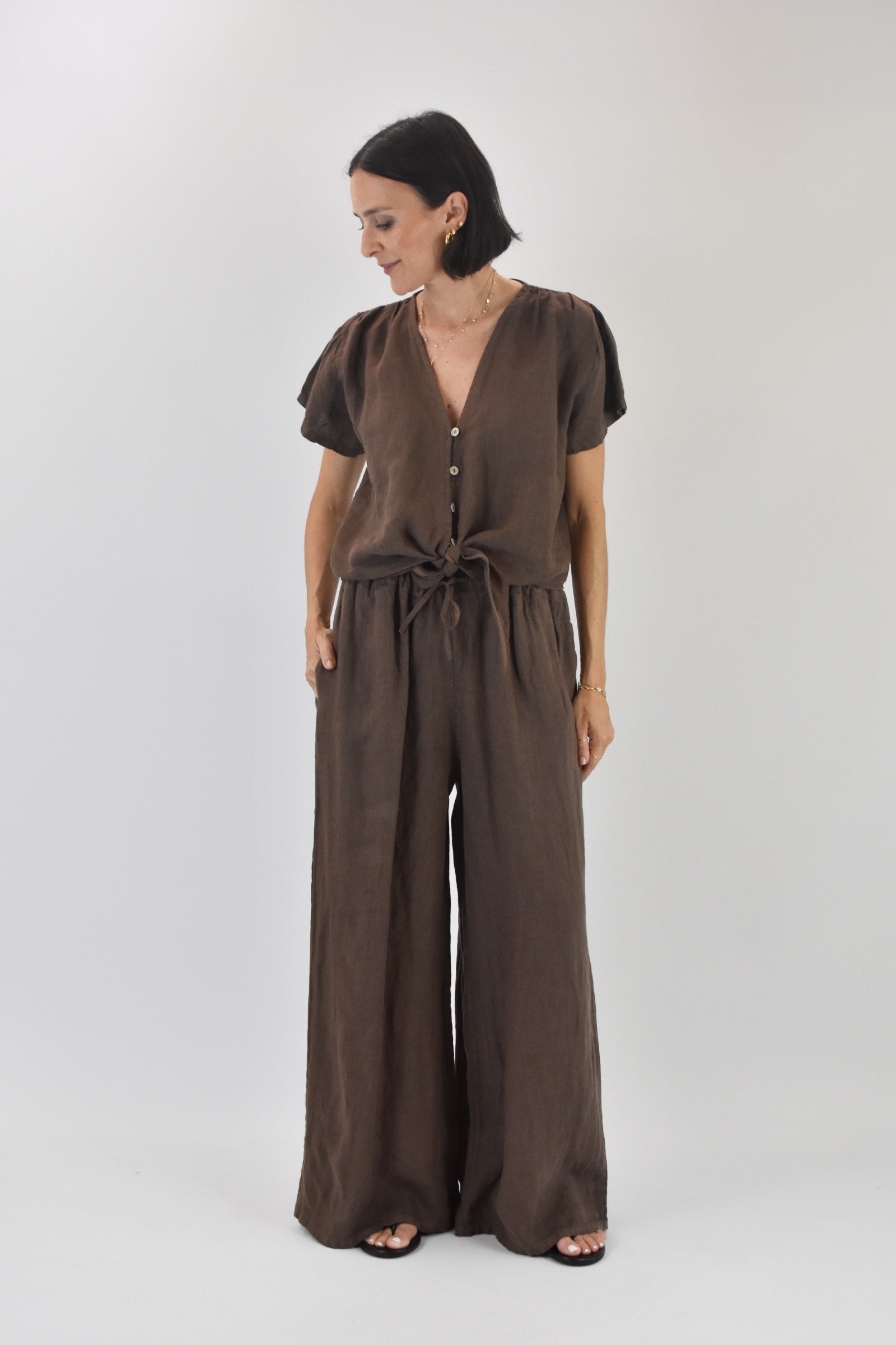 Pantalone ampio 100% lino