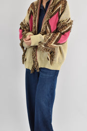 Cardigan fantasia frange