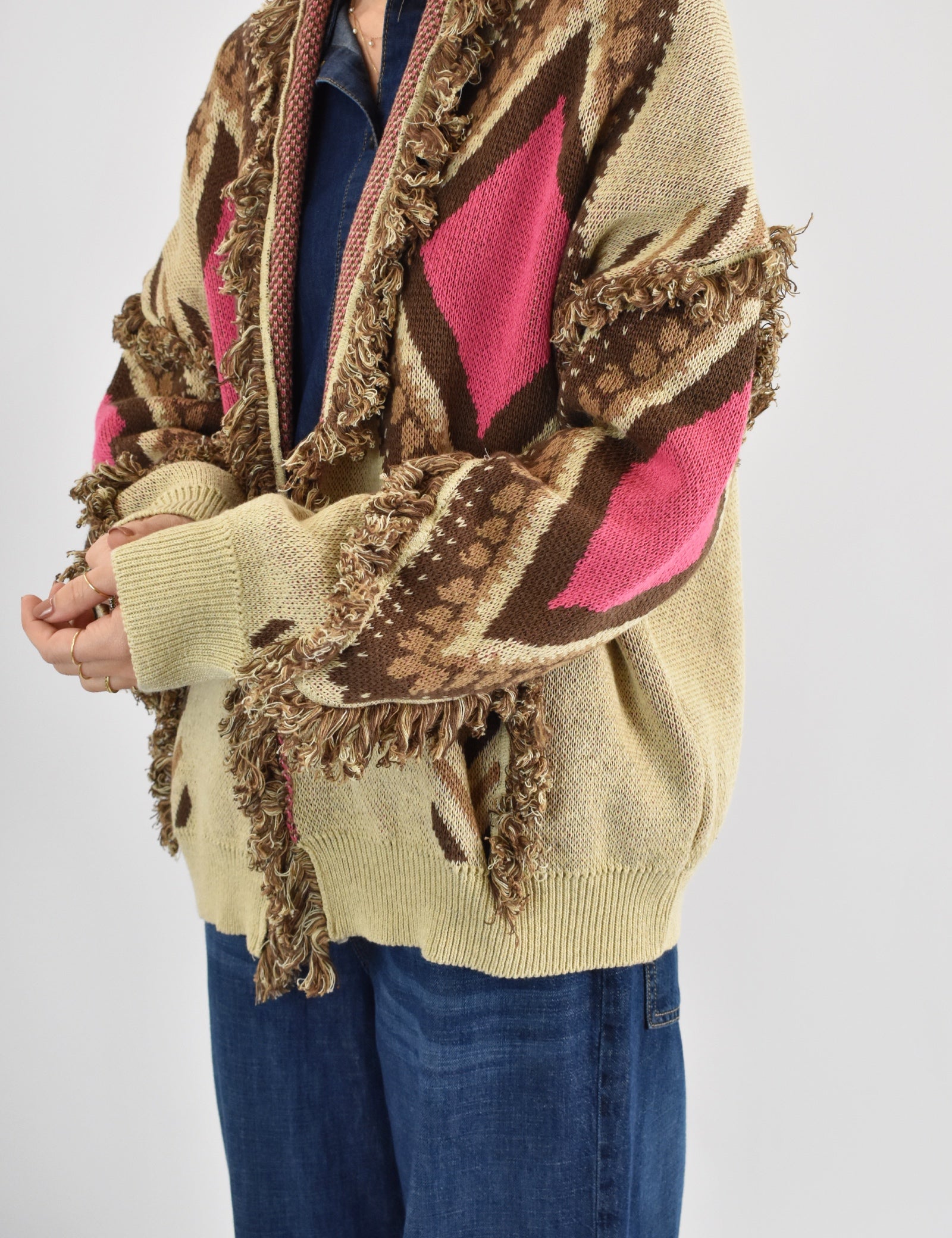 Cardigan fantasia frange