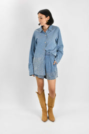 Completo denim strass
