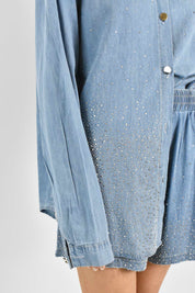Completo denim strass