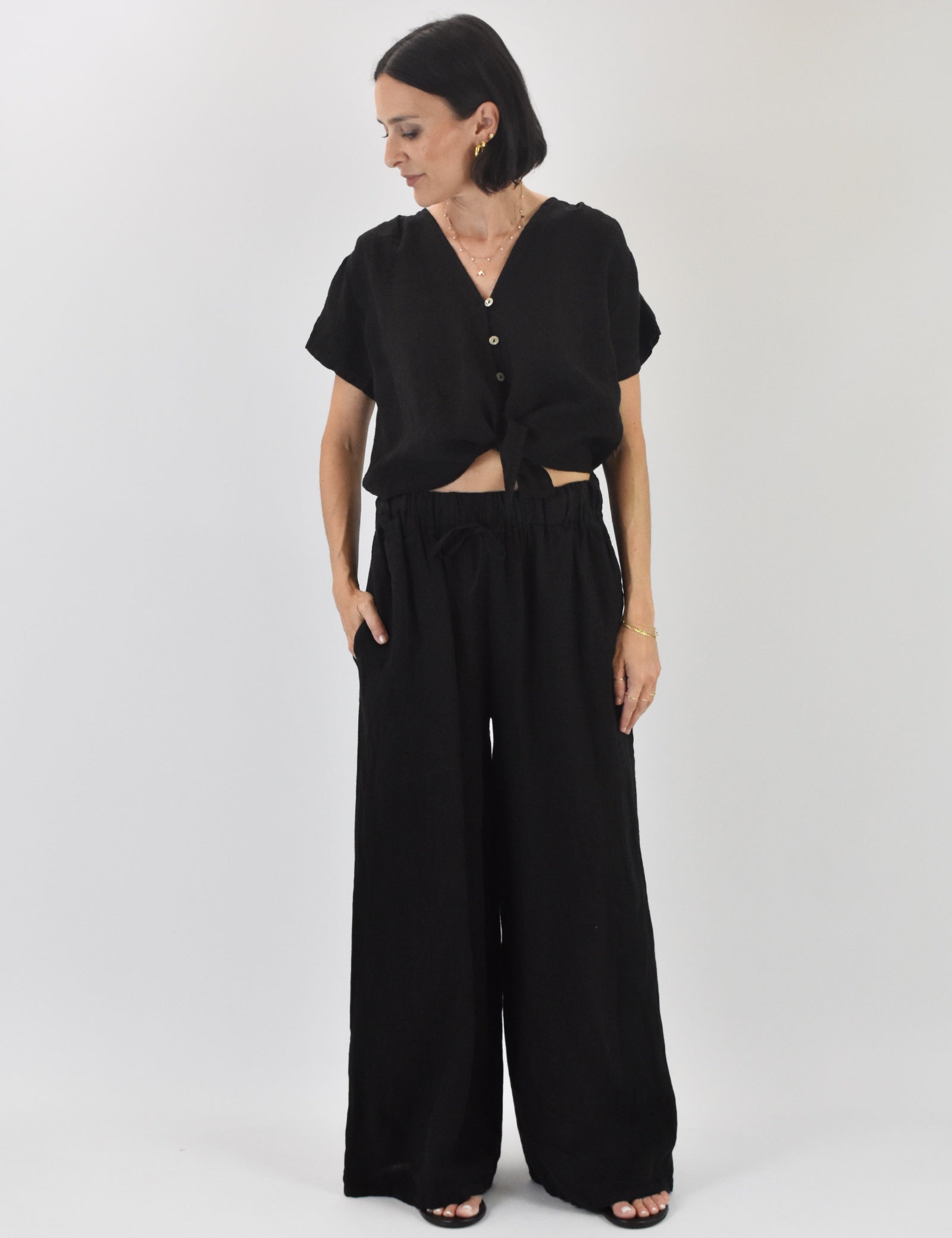 Pantalone ampio 100% lino