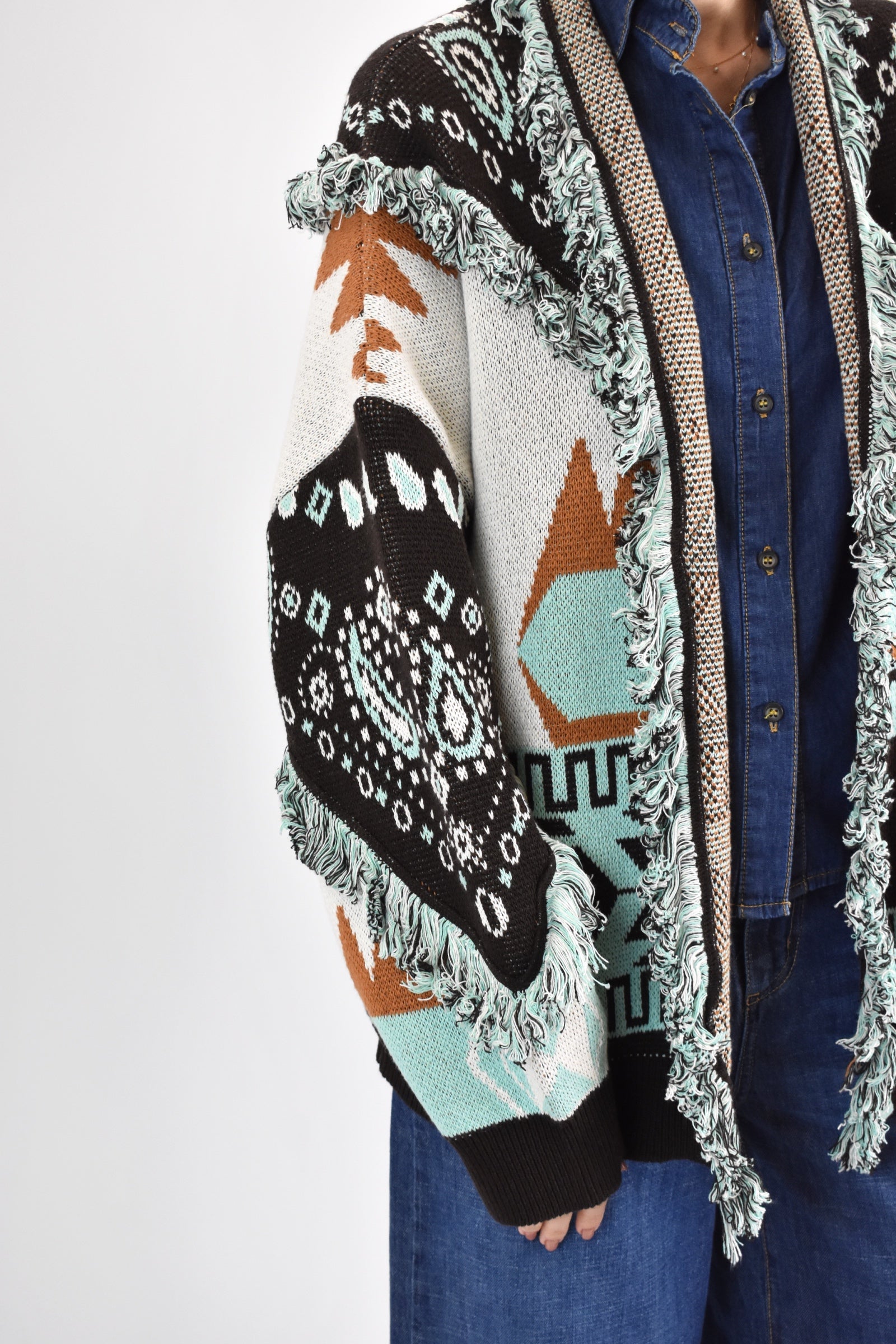 Cardigan frange fantasia