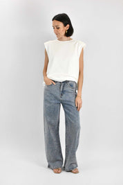 Jeans palazzo strass