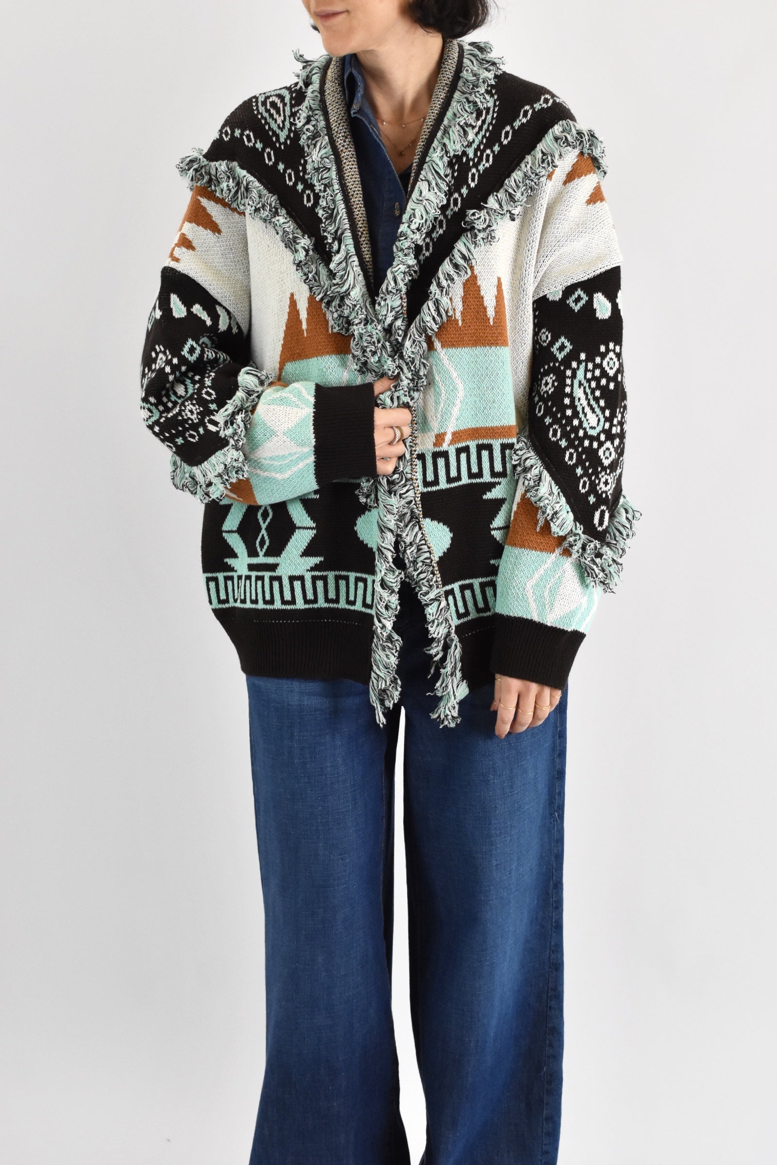 Cardigan frange fantasia