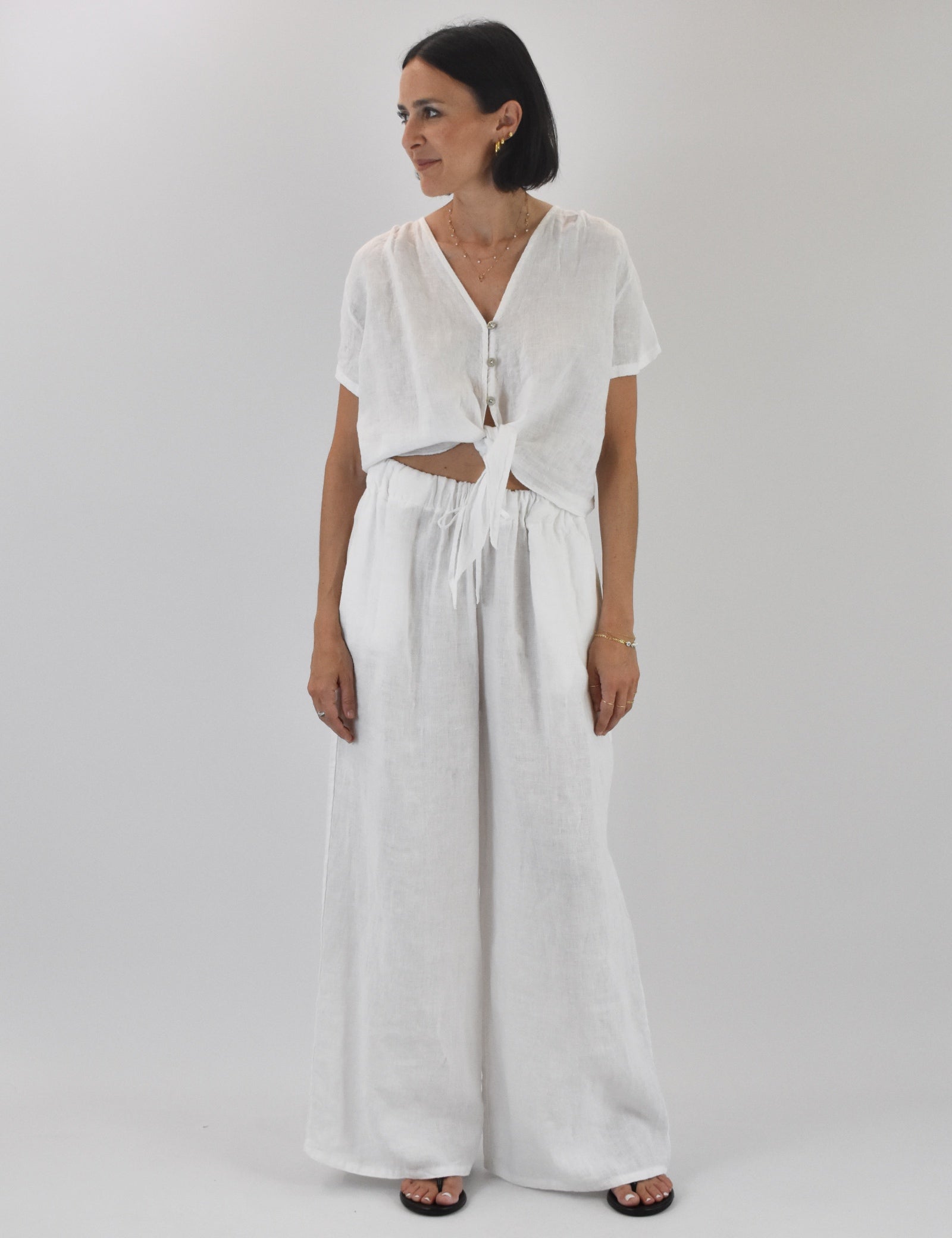 Pantalone ampio 100% lino