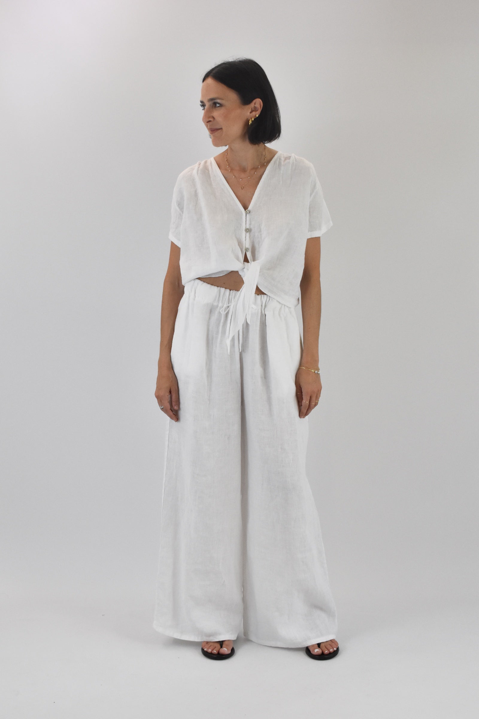 Pantalone ampio 100% lino