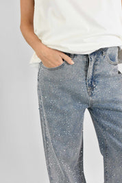 Jeans palazzo strass