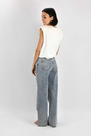 Jeans palazzo strass