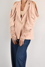 Giacca cut out pizzo