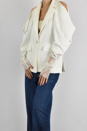 Giacca cut out pizzo