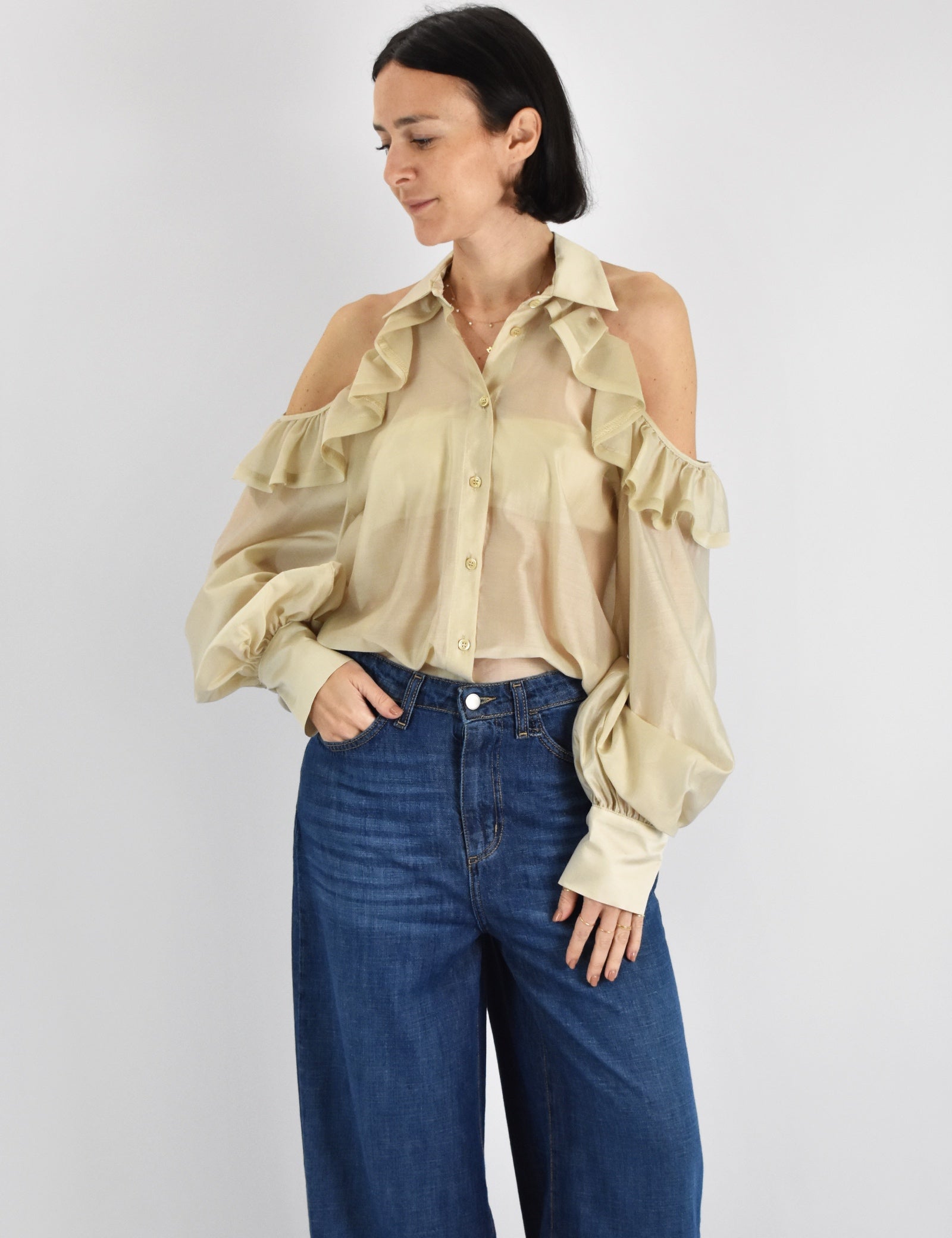 Camicia rouches cut out