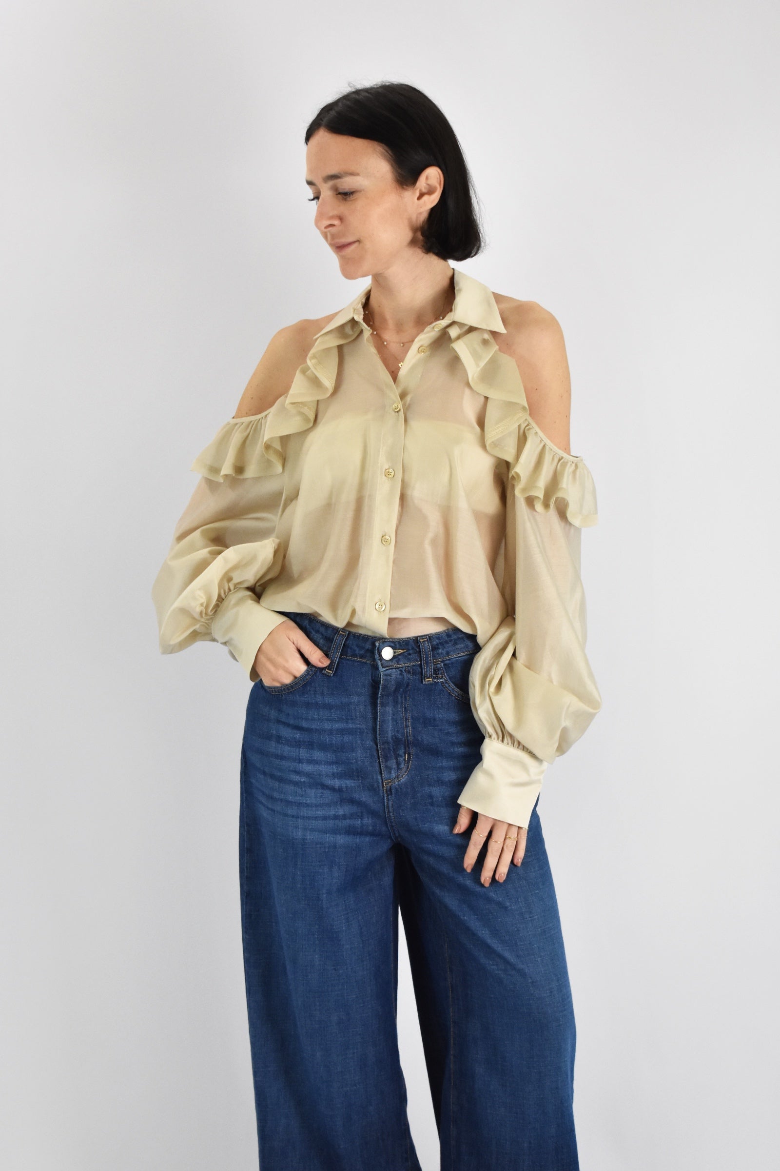Camicia rouches cut out