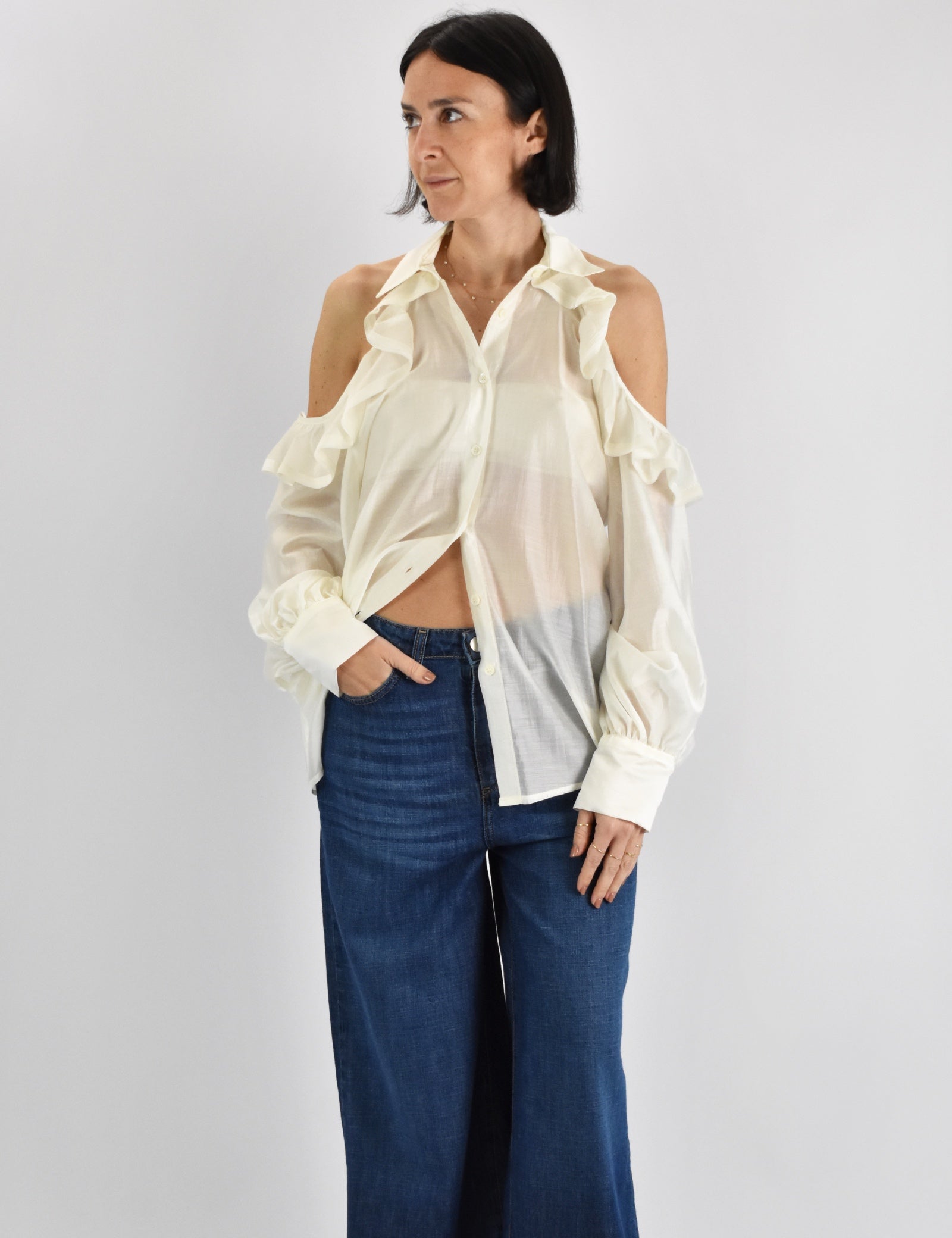 Camicia rouches cut out