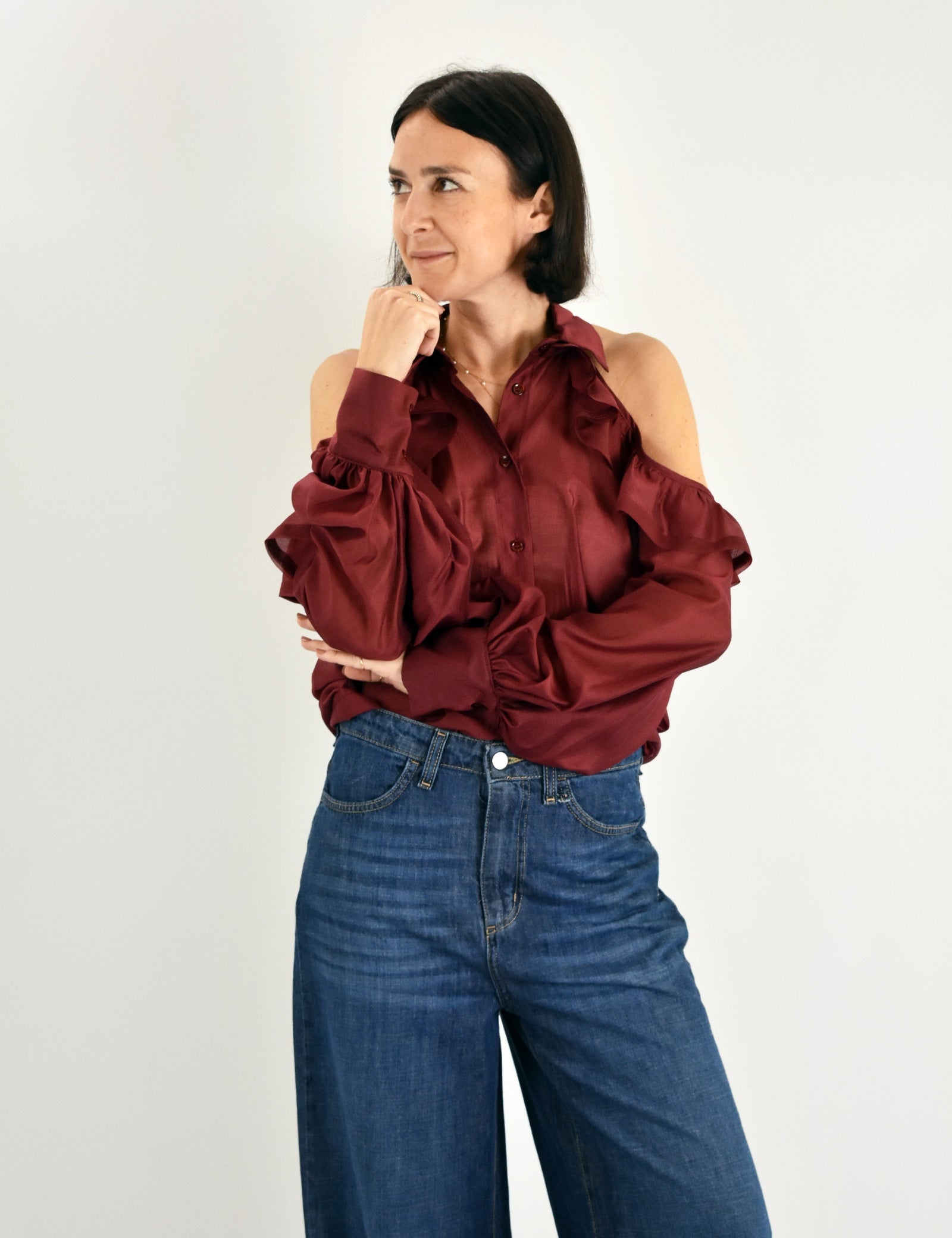 Camicia rouches cut out