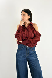 Camicia rouches cut out