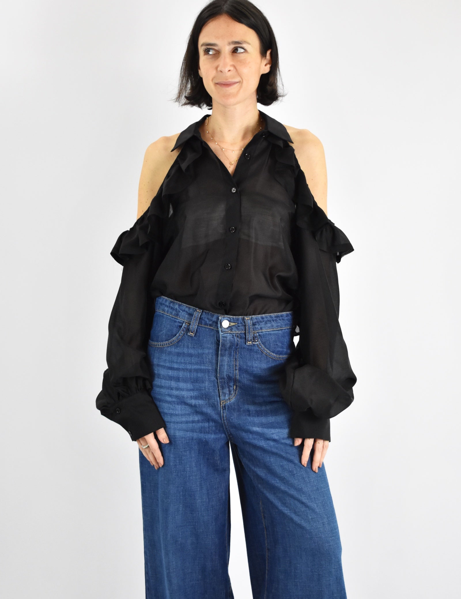Camicia rouches cut out