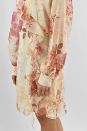 Abito fiori rouches