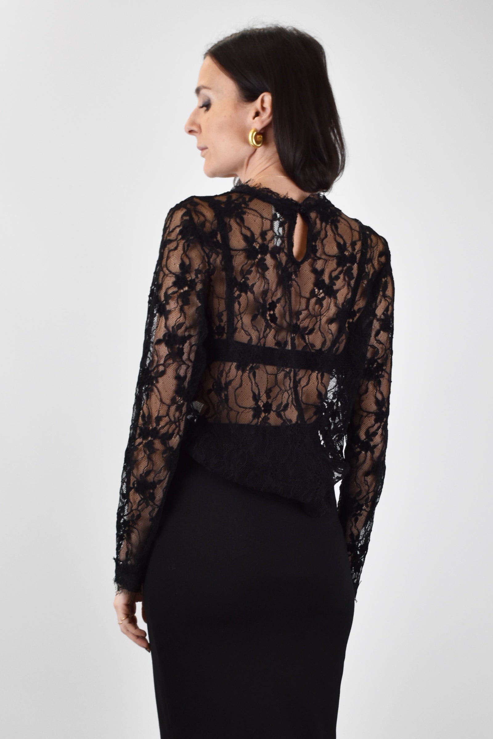 Maglia pizzo manica lunga