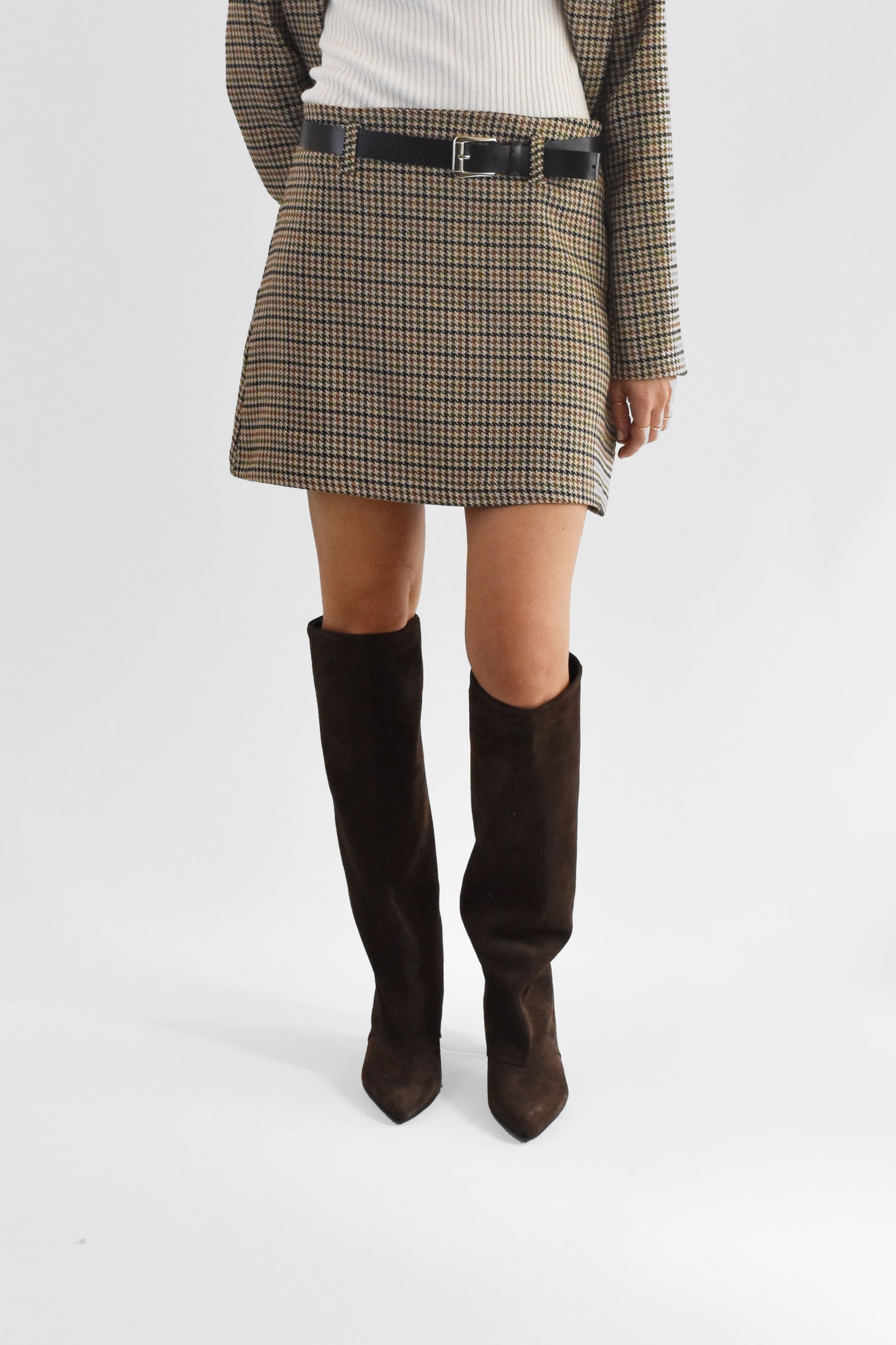 Minigonna pied poule cintura
