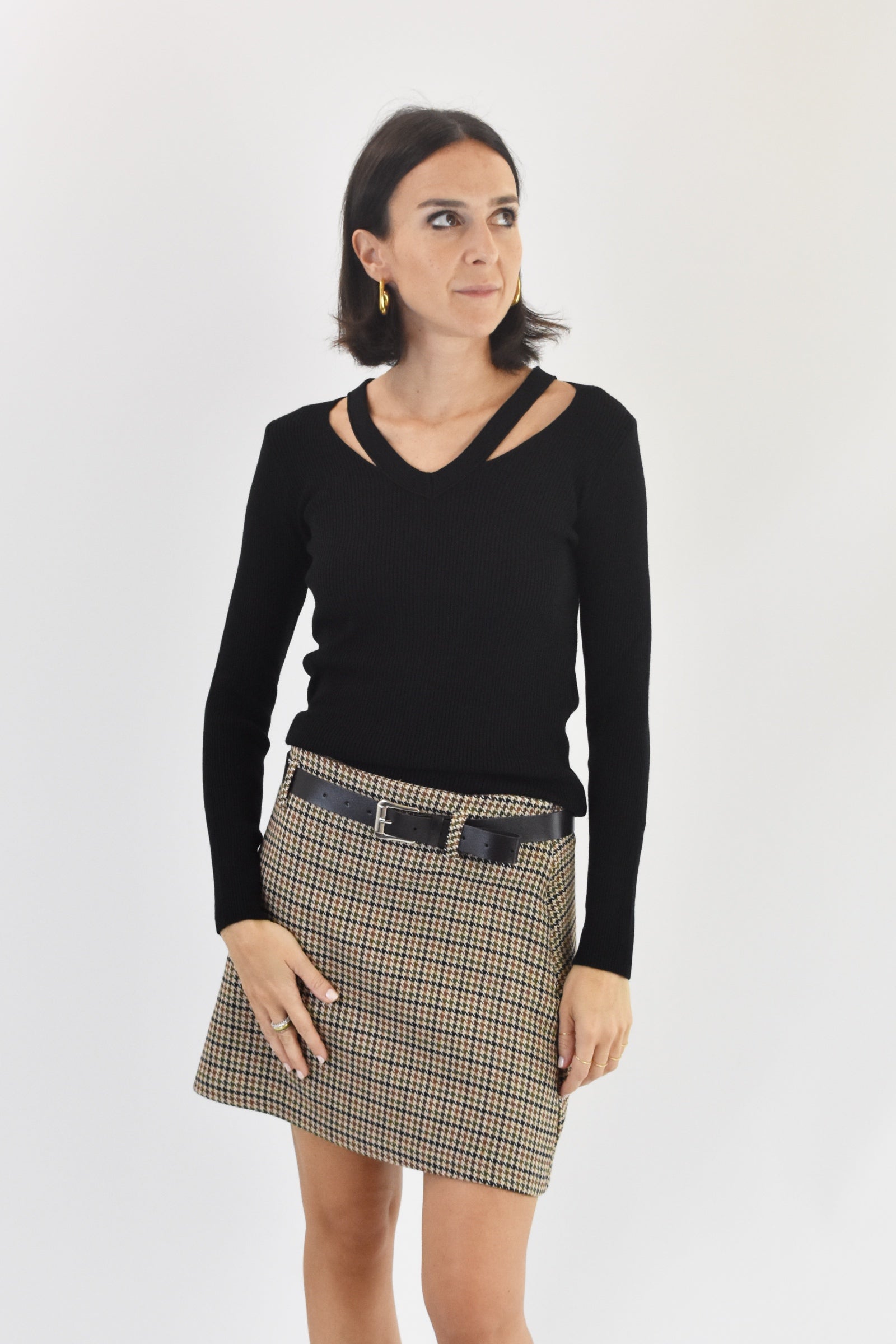Maglia cut-out costine