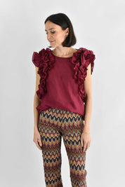 Blusa smanicata con rouges