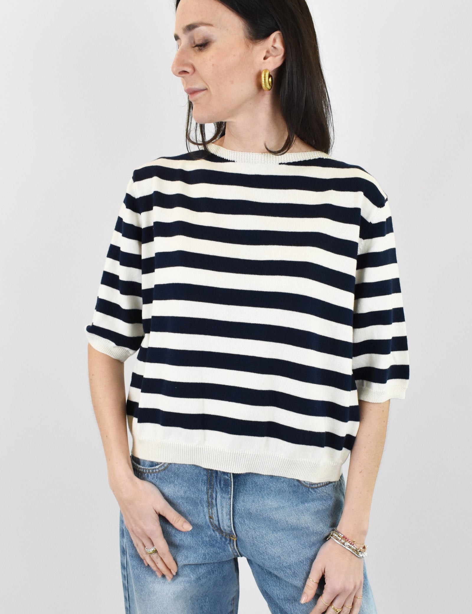 Maglia righe mezza manica