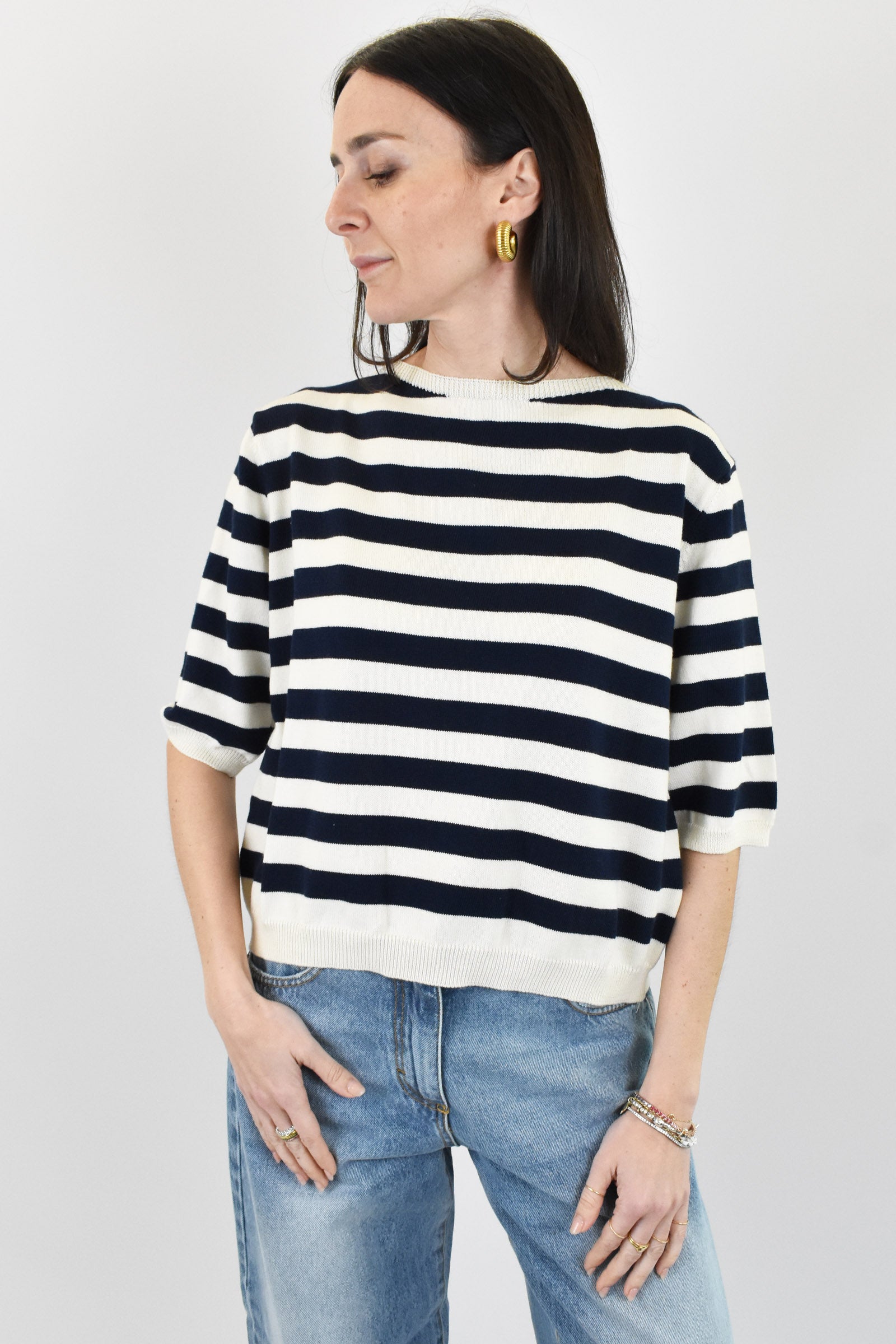 Maglia righe mezza manica