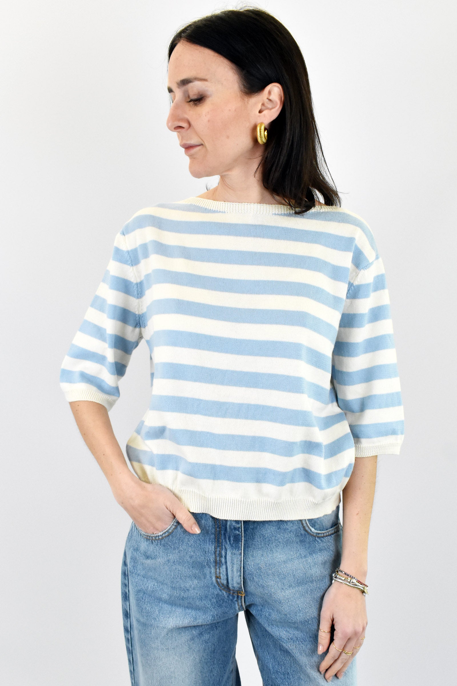 Maglia righe mezza manica