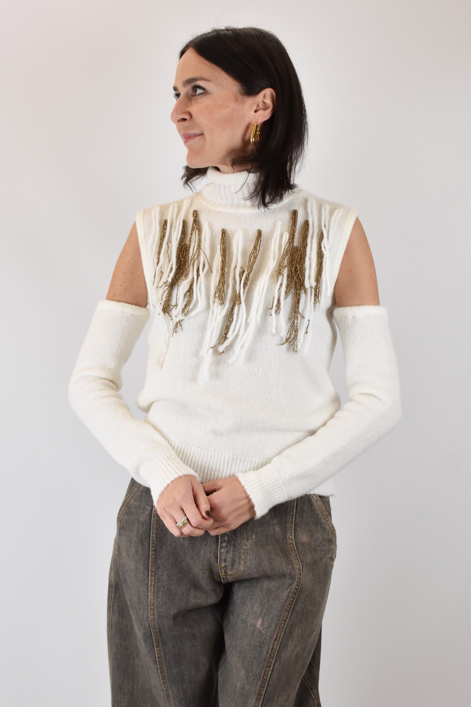 Lupetto ricamato + manicotti