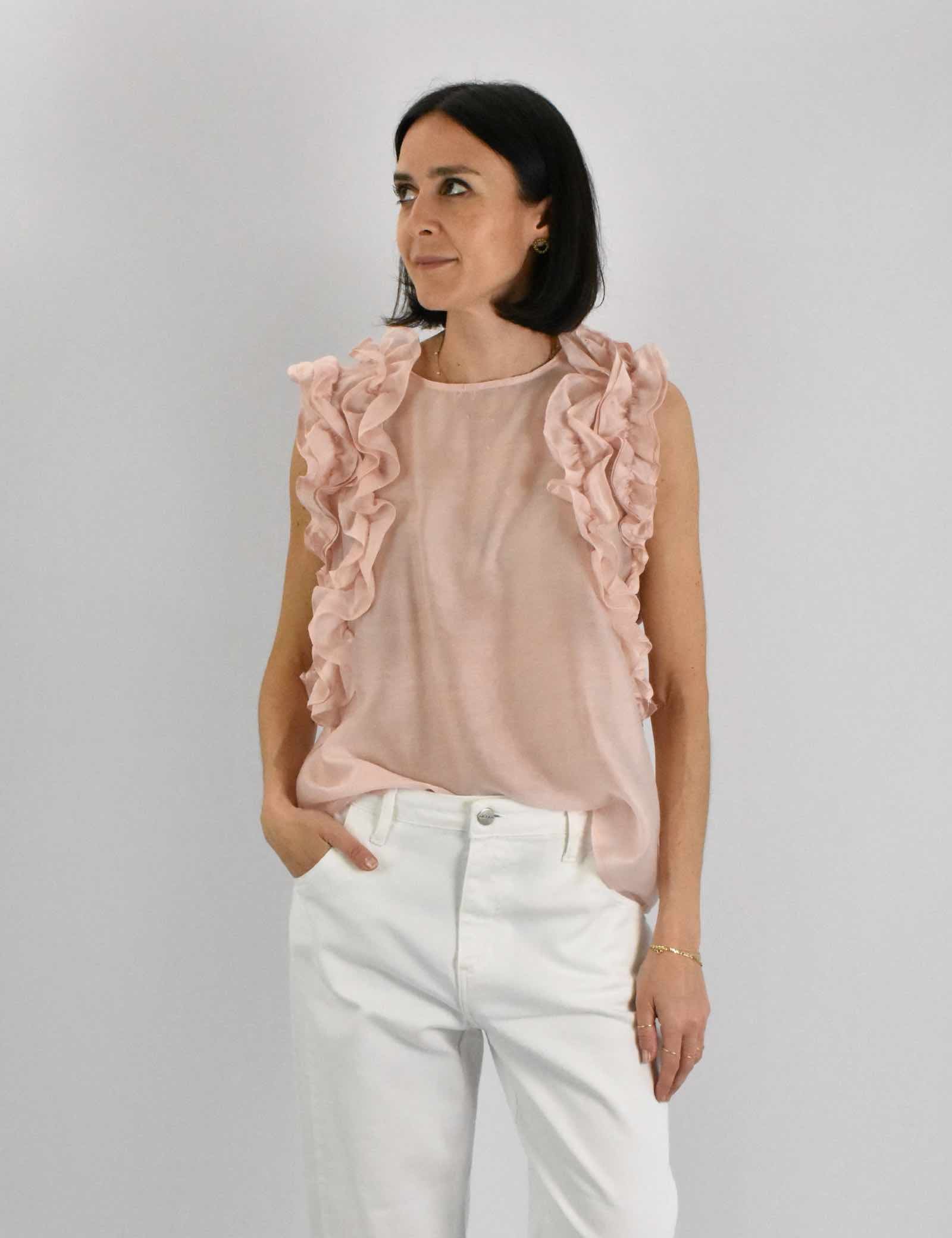 Blusa smanicata con rouges