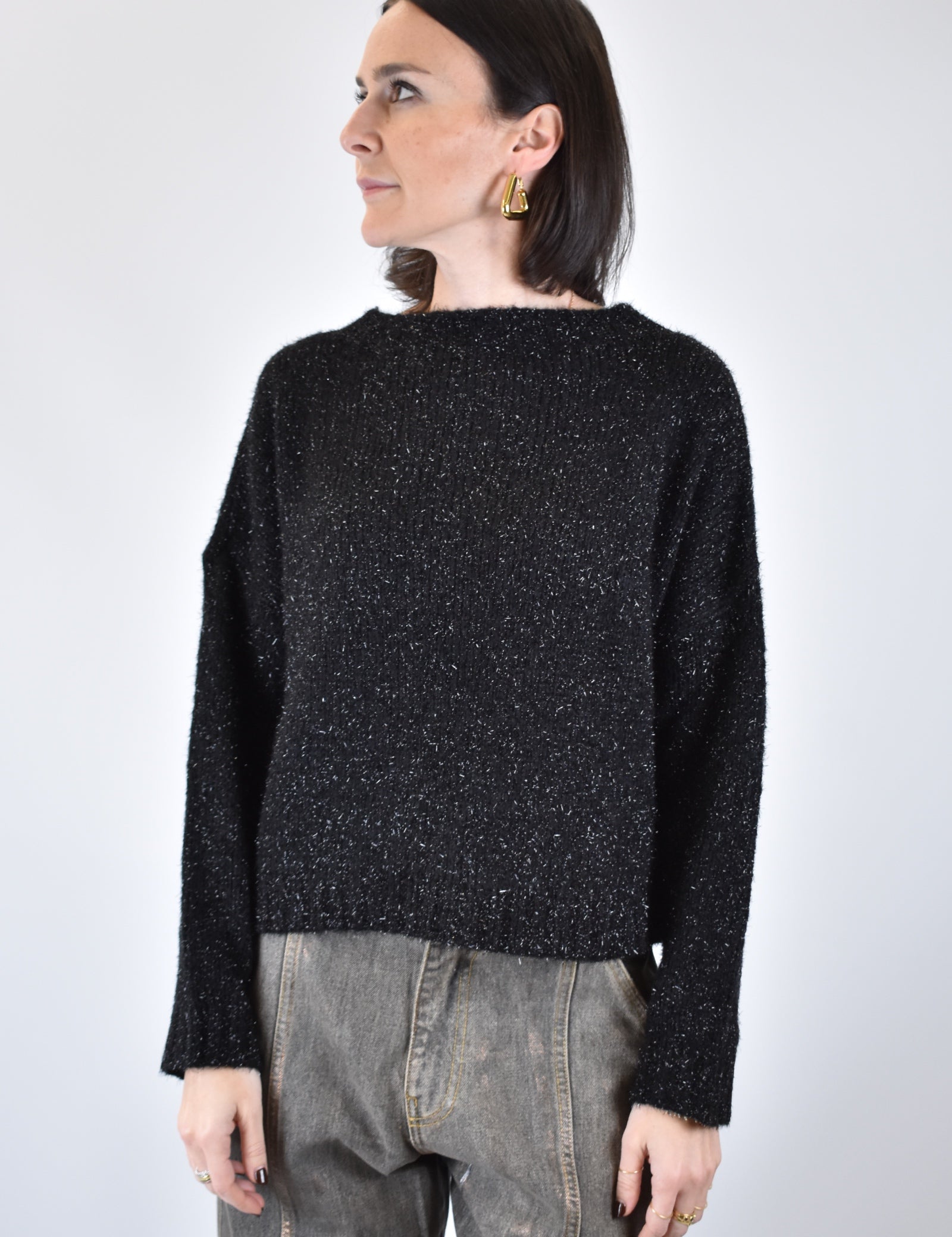 Maglia scollo barca lurex