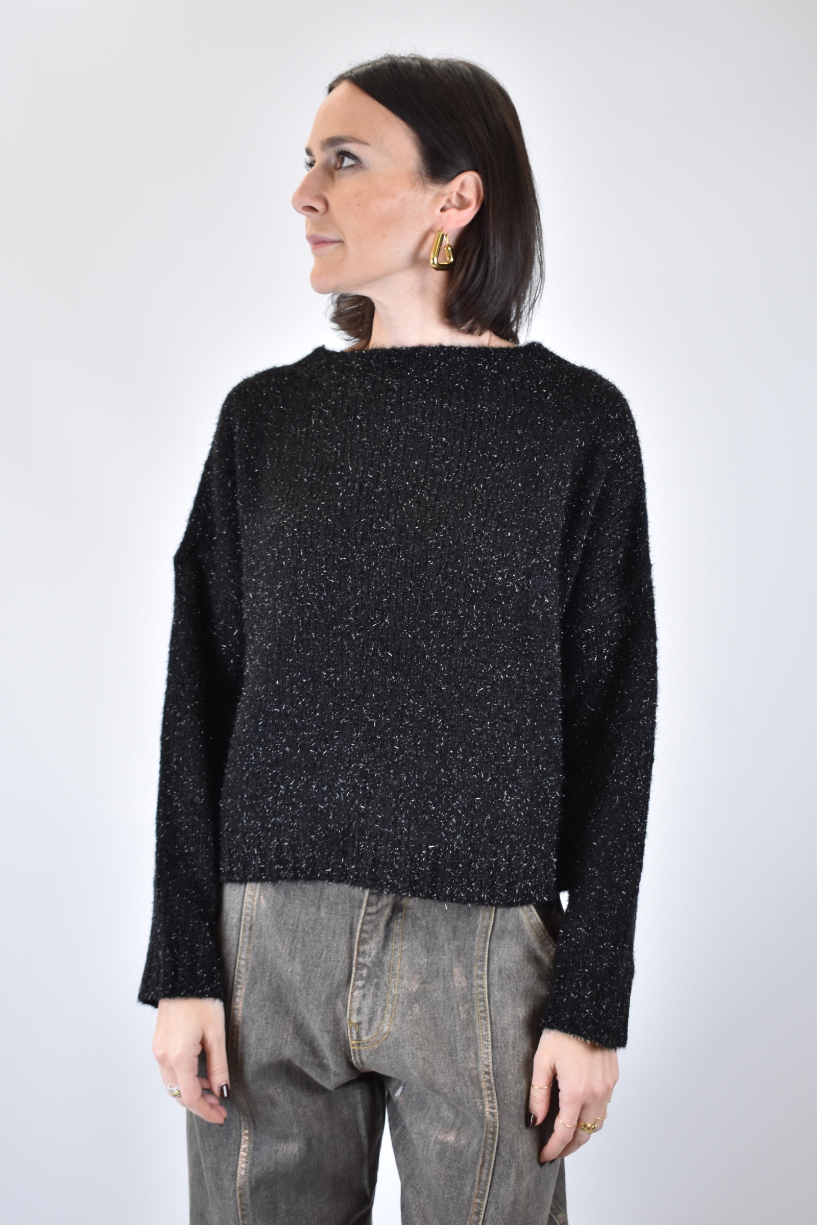 Maglia scollo barca lurex