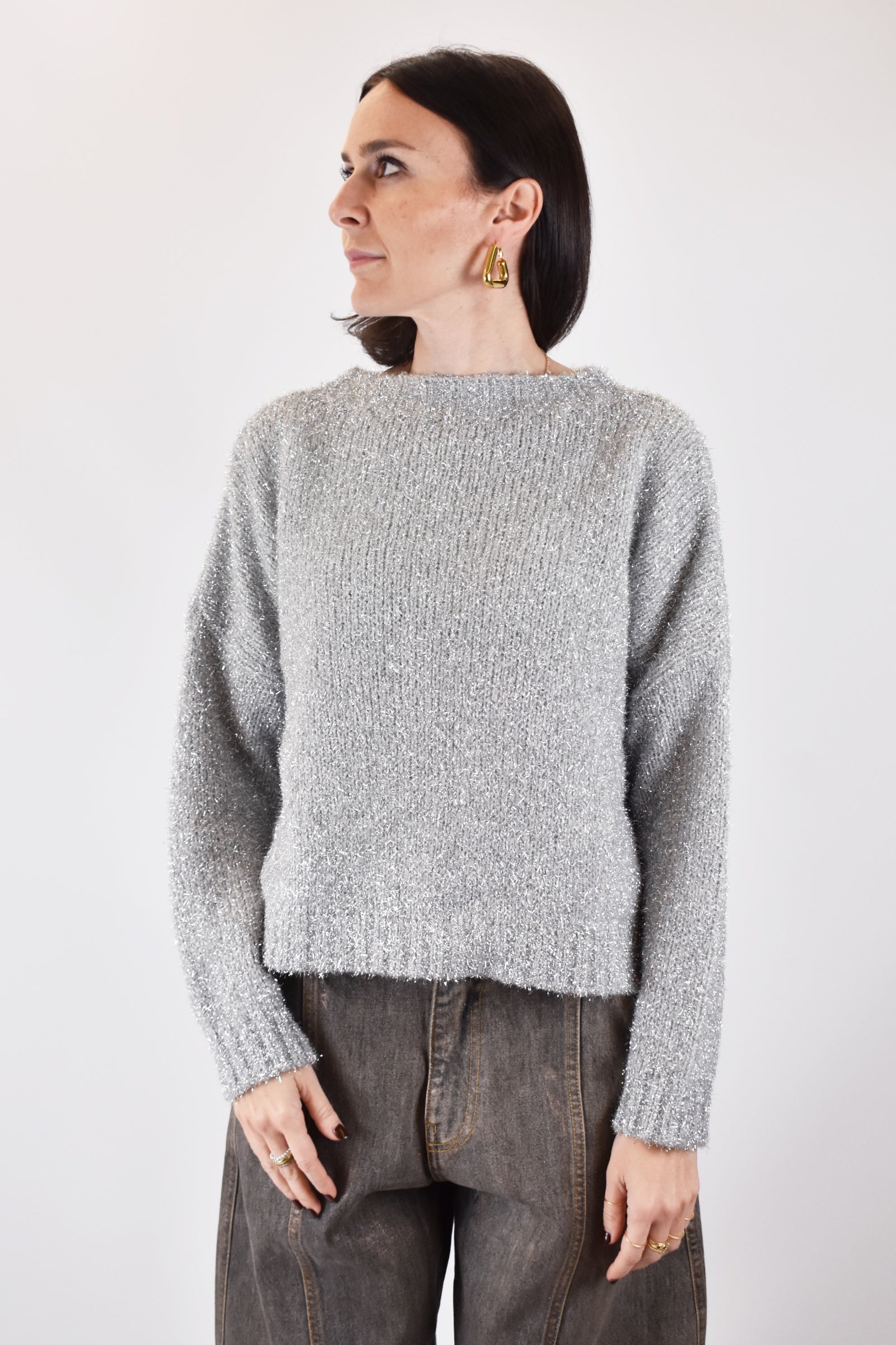 Maglia scollo barca lurex