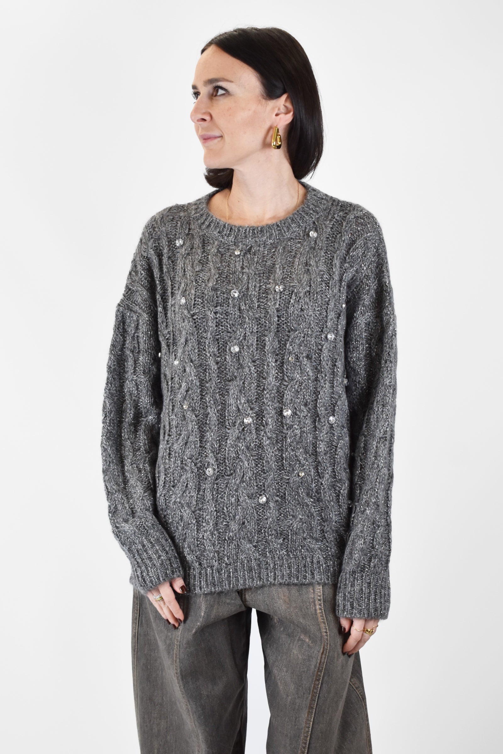 Maglia lurex e gioielli