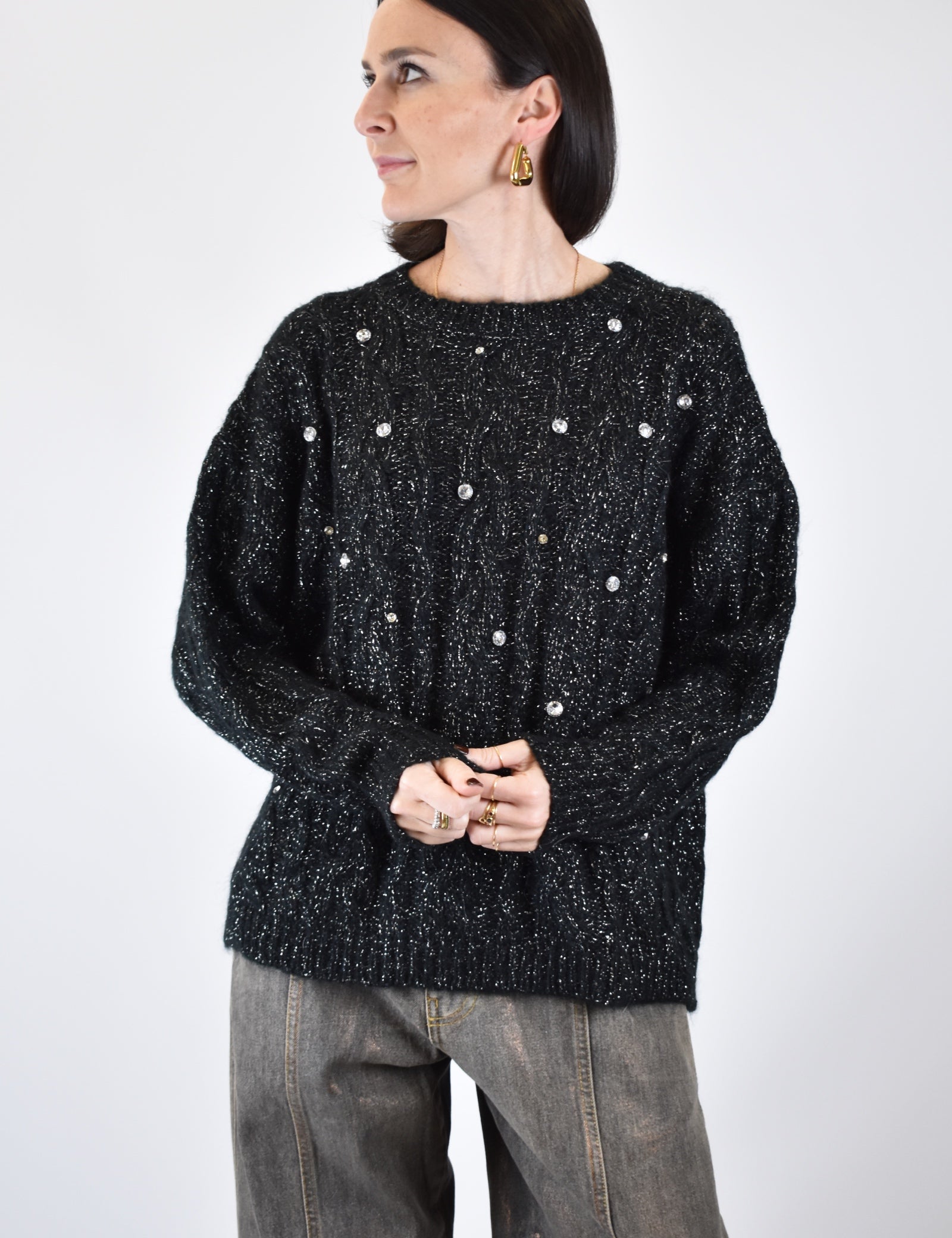 Maglia lurex e gioielli