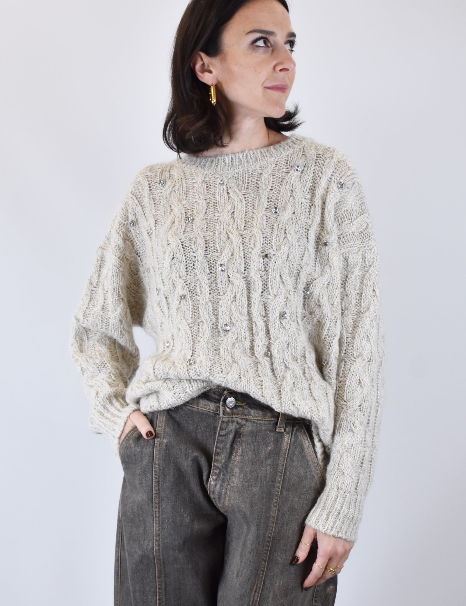 Maglia lurex e gioielli