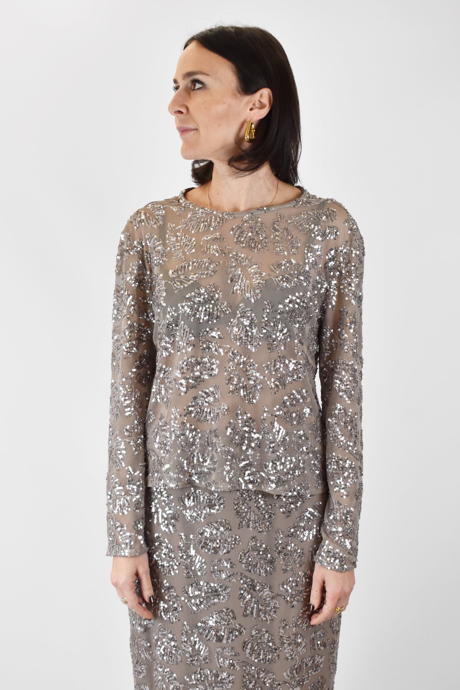 Maglia tulle paillettes